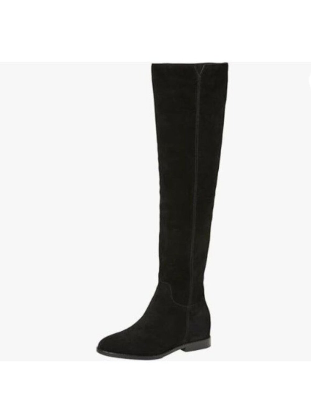 Pazzion Women Almond Toe Knee High Boots with Partial Zipper Stretchy Cold Black